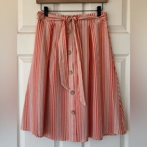 See You‎ Monday Linen Blend A-Line Skirt Tie Belt Size Large